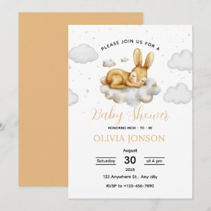 Sleeping Bunny Baby Shower Invitation
