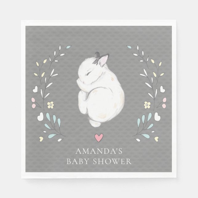 Sleeping Bunny Baby Shower Paper Napkins (Front)