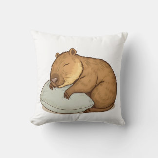 sleeping Capybara Sleepybara Throw Pillow