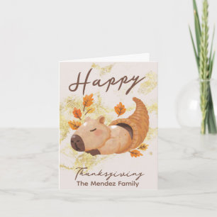 Sleeping Capybara Thanksgiving Fall Family  Card