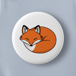 Sleeping Cartoon Fox 2 Inch Round Button