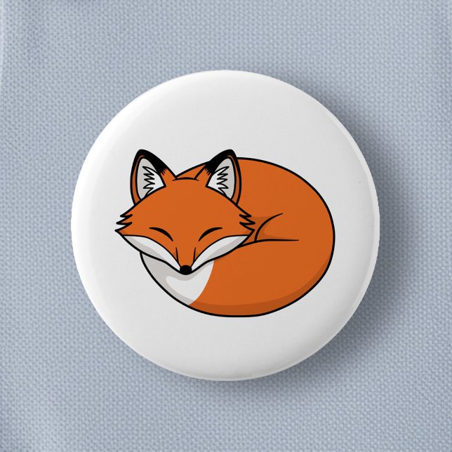 Sleeping Cartoon Fox 2 Inch Round Button (Creator Uploaded)