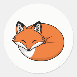 Sleeping Cartoon Fox Classic Round Sticker