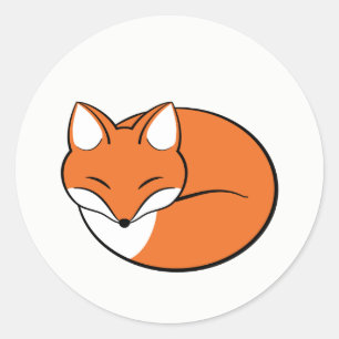 Sleeping Cartoon Fox Classic Round Sticker