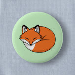 Sleeping Cartoon Fox on Green 2 Inch Round Button<br><div class="desc">Stylized cartoon drawing of a curled up sleeping fox.</div>
