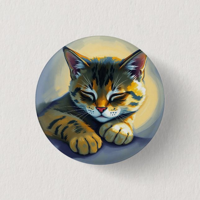 Sleeping cat 1 inch round button (Front)