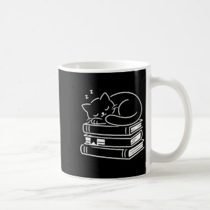 Sleeping cat and books cute adorable cozy weekend coffee mug