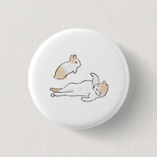Sleeping Cat and Cute Bunny Pet Gift 1 Inch Round Button