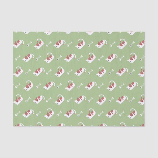 Sleeping Cat and Fish Bone Pattern I Tissue Paper (Front)