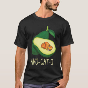 Sleeping Cat Avocado Cute Vegetable Animal Pun T-Shirt