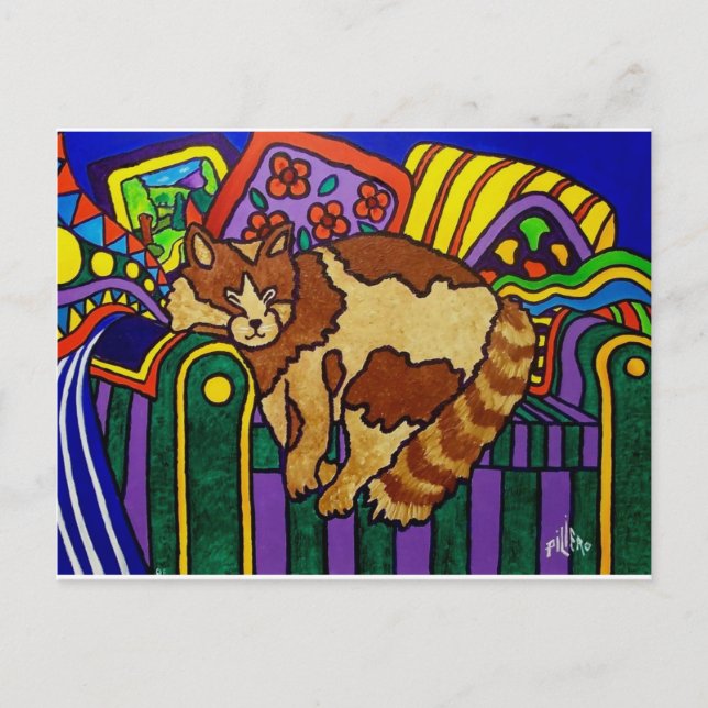 Sleeping Cat by Piliero Postcard (Front)