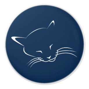 Sleeping cat ceramic knob