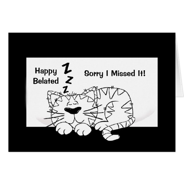Sleeping Cat Drawing-Customizable Card (Front Horizontal)