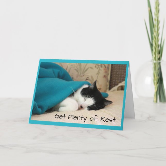 Sleeping Cat Get Well Card (Front)