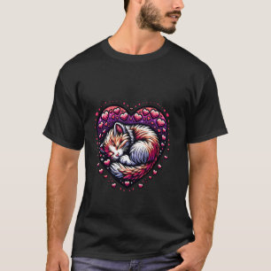 Sleeping Cat Heart Surrounded by the Heart T-Shirt