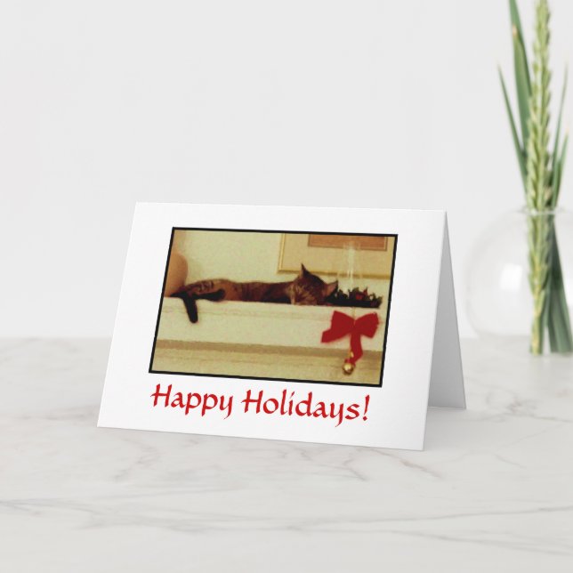 Sleeping Cat Holiday Card! Card (Front)