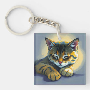Sleeping cat keychain