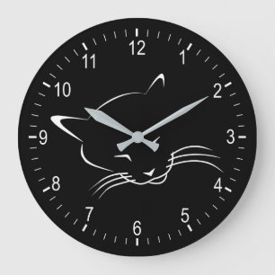 Sleeping cat large clock