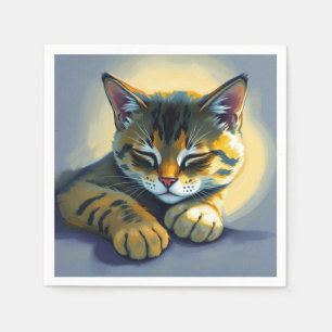 Sleeping cat napkin