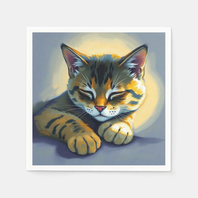 Sleeping cat napkin (Front)