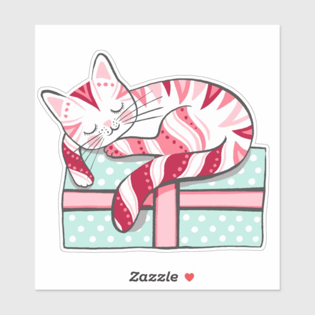 Sleeping Cat on a Christmas Present (Sheet)