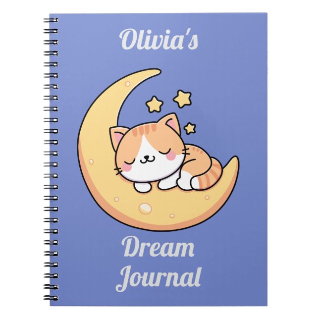 Sleeping Cat On A Moon Dream Journal Custom (Front)