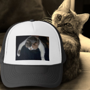 Sleeping Cat on Shoulder Photo Cat Lover Trucker Hat