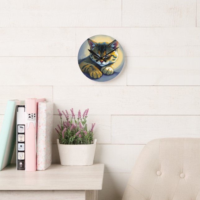 Sleeping cat round clock (Reading Room)