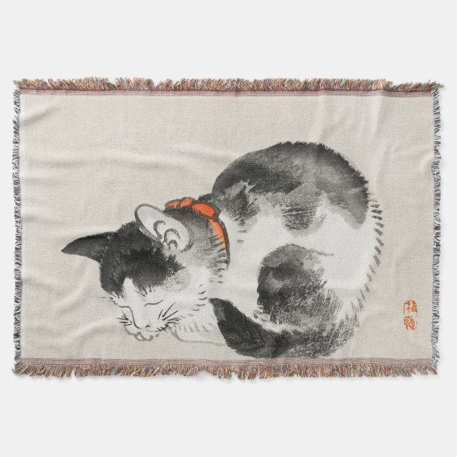 Sleeping Cat Throw Blanket (Front)