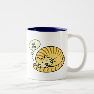 Sleeping Cat Two-Tone Coffee Mug