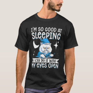 Sleeping Cat With Open Eyes, Cat T-Shirt
