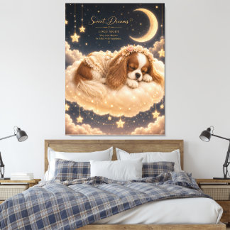 Sleeping Cavalier King Charles Spaniel on Cloud Be Canvas Print