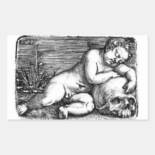 Sleeping Cherub and Skull Sticker