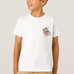 Sleeping Coffee Owl Cute Illustration Kids T-Shirt