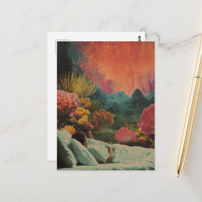 Sleeping Couple under the Sea Surreal Mixed media  Postcard (Front/Back In Situ)