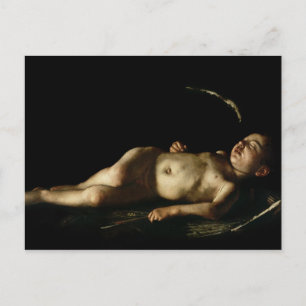 Sleeping Cupid, 1608 Postcard