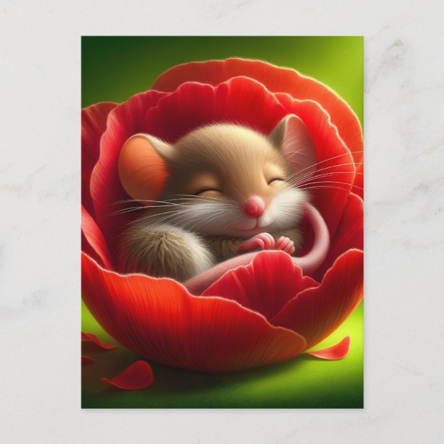 Sleeping Cute Mouse  Postcard (Front)
