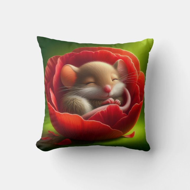 Sleeping Cute Mouse  Throw Pillow (Front)