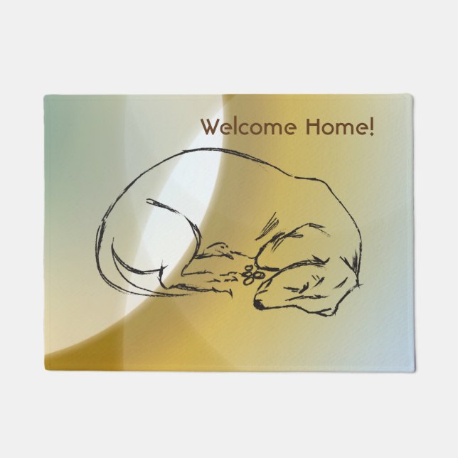 Sleeping Dachshund Dog Door Mat (Front)