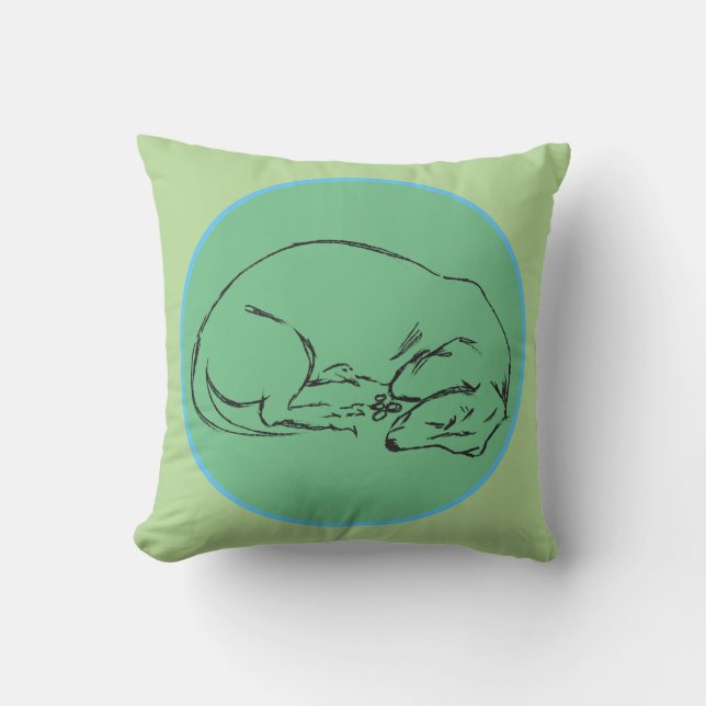 Sleeping Dachshund Dog Throw Pillow (Front)