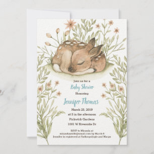 Sleeping Deer Baby Shower Invitation