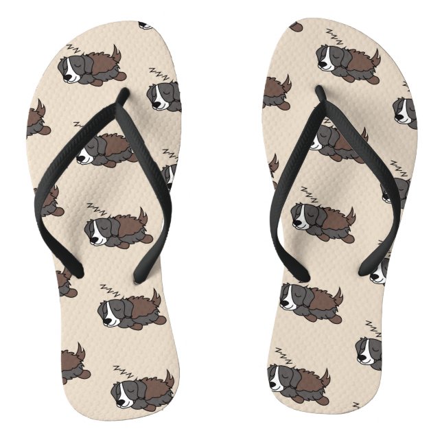 Sleeping Dog Australian Shepherd Animal Lover ZZZ Flip Flops (Footbed)