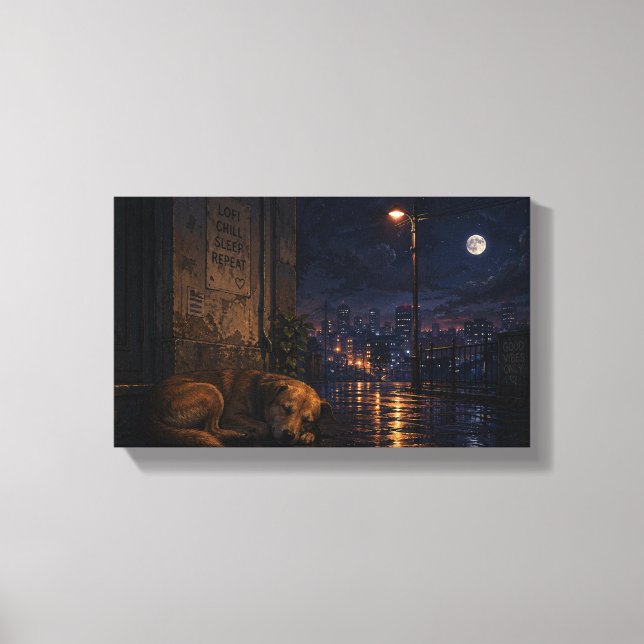 Sleeping dog canvas print (Front)