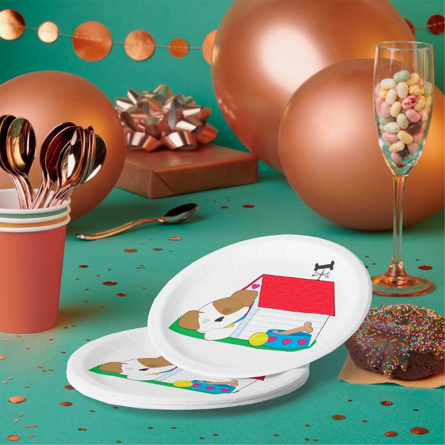 Sleeping Dog In A Dog House Paper Plate (Creator Uploaded)