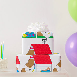 Sleeping Dog In A Dog House Wrapping Paper