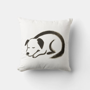 Sleeping Dog – Ink Brush Comfort on Throw Pillow