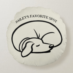 Sleeping Dog Personalized Favorite Spot Round Pillow