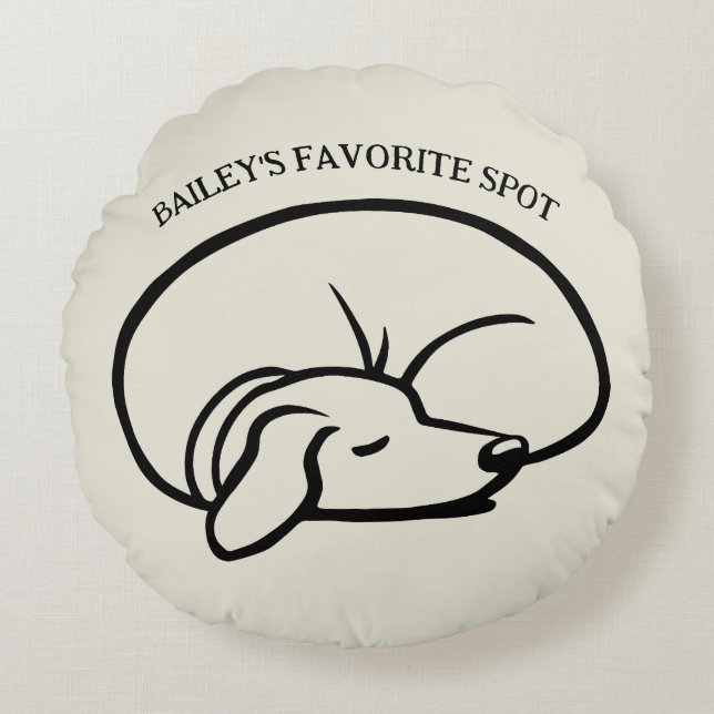 Sleeping Dog Personalized Favorite Spot Round Pillow (Front)