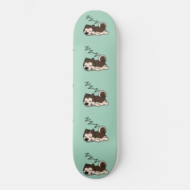 Sleeping Dog Siberian Husky Animal Lover ZZZ Pet Skateboard (Front)