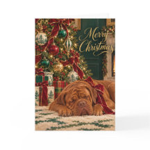 Sleeping Dogue de Bordeaux Christmas Card